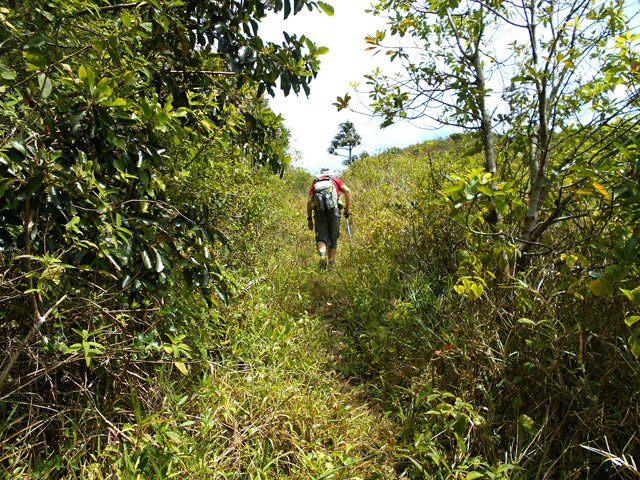 On quitte les pistes pour un sentier se terminant à des ruines