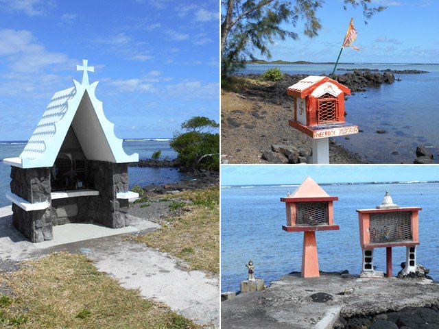 Des oratoires de différentes religions sont installés en bord de mer