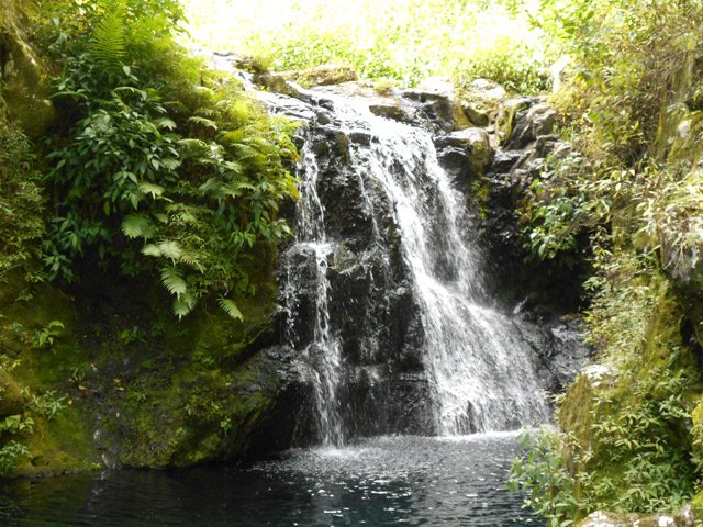 La cascade et son bassin en remontant le Bras Guillaume