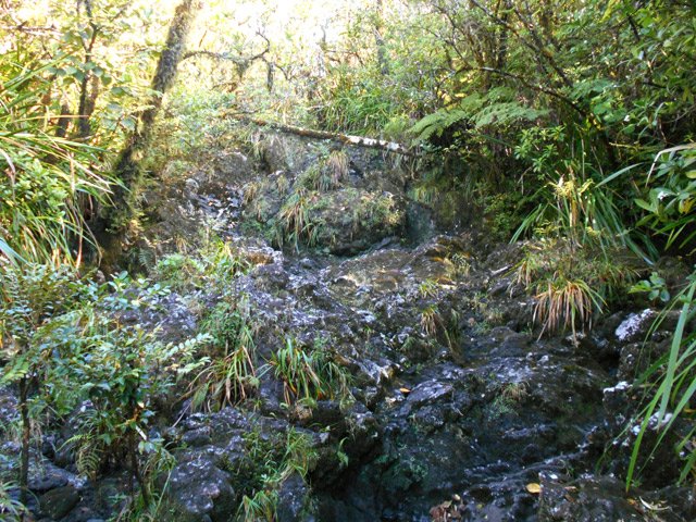 Première traversée de la ravine Pérote au fond glissant