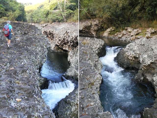 Début d'un long cheminement sur les berges de la Rivière des Roches