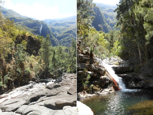 Une magnifique vallée d'un affluent terminant sa course sur les plaques basaltiques