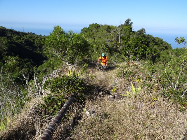 On rejoint rapidement la route en longeant un tuyau