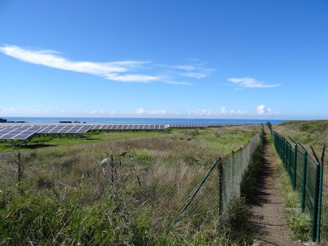 La fin du sentier bordé de deux clôtures