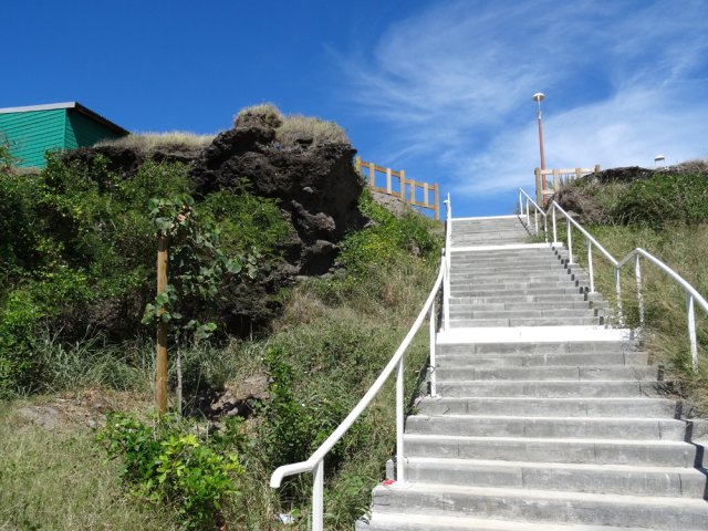 L'escalier qui permet de rejoindre le centre de dressage