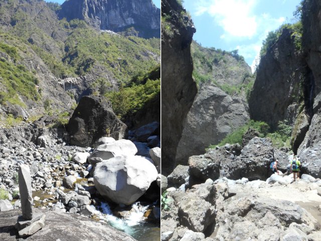 Paysages vers le Pain de Sucre en amont et vers le canyon en aval