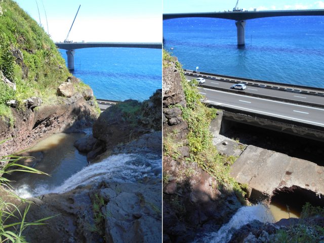 Les derniers mètres de la Grande Ravine qui finit sous la route du Littoral