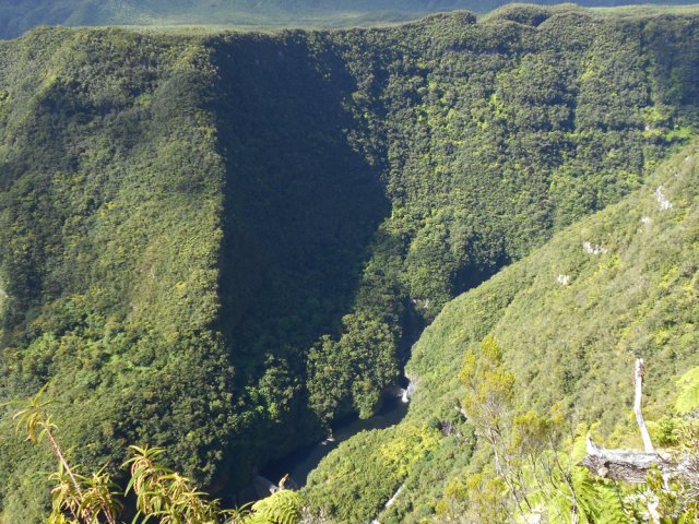Depuis le belvédère, vue plongeante sur le barrage de l'îlet Bananes
