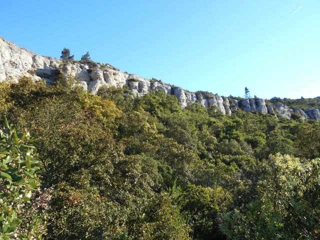 La longue falaise vue depuis la Métairie Vidal