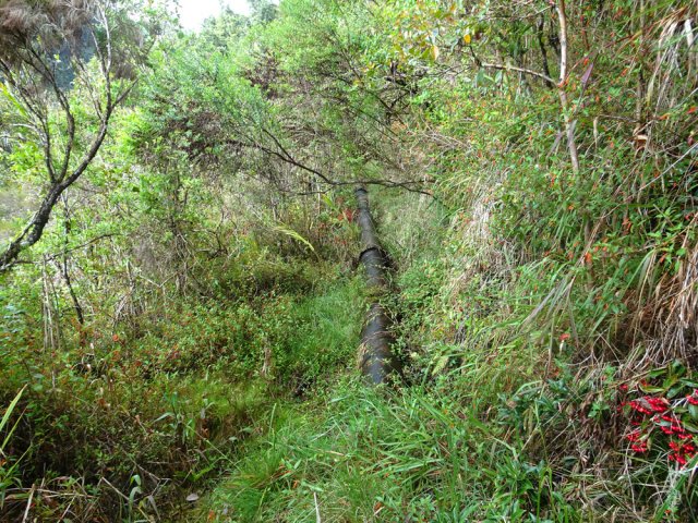 La canalisation devient aérienne pour des portions faciles