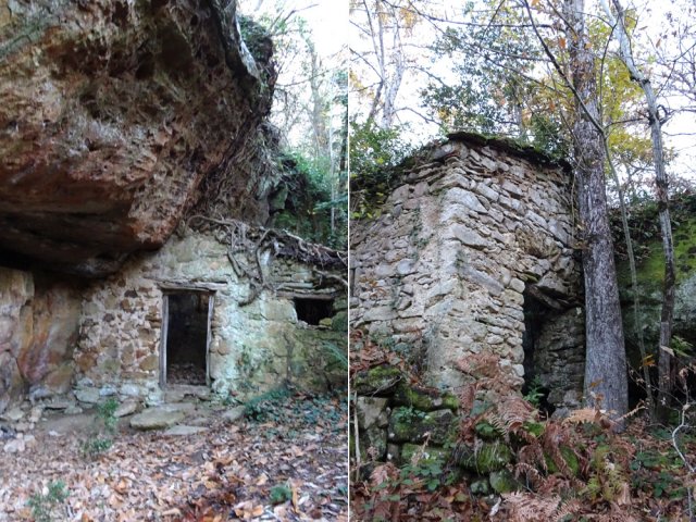 D'anciennes habitations et des étables intégrées à la falaise