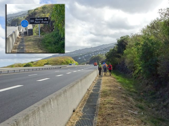 Longer la RN1 jusqu'à la Ravine du Petit Etang