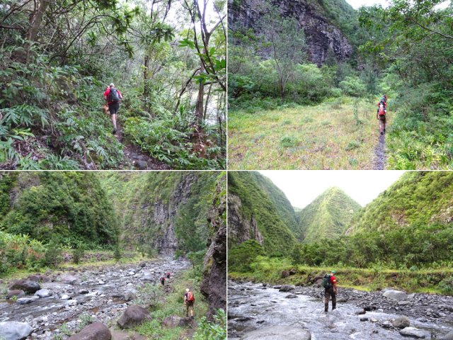 On suit la rivière de très loin, d'assez près, de très près et parfois dans l'eau