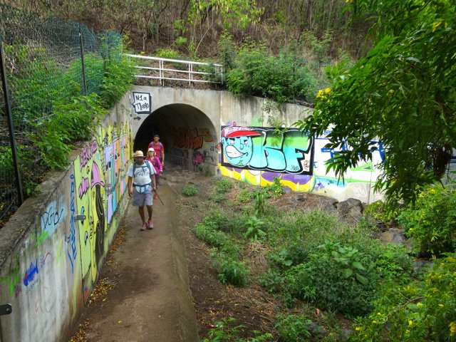 Le passage sous la ravine s'effectue en suivant une petite ravine