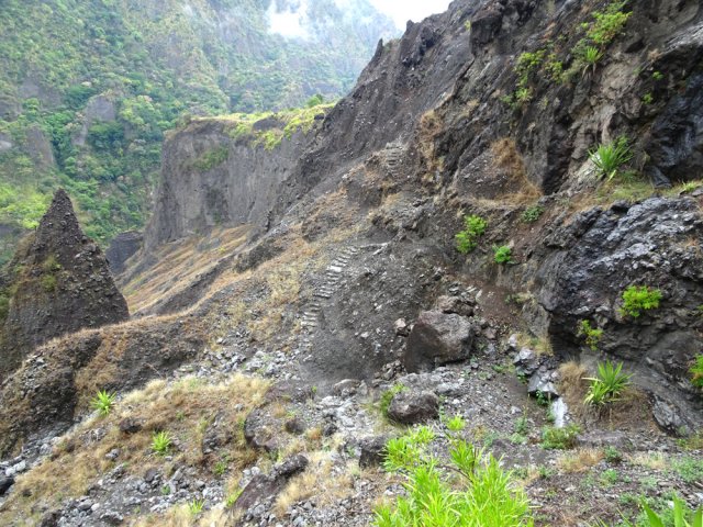 Il est préférable de marcher vite pour éviter les chutes de terre et de petites pierres