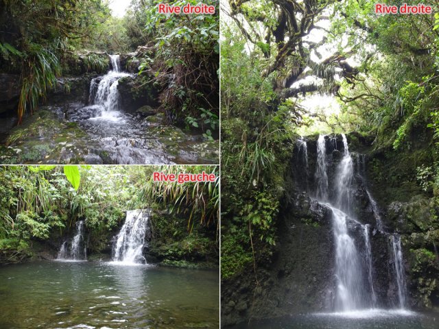 Il faudra passer trois nouvelles chutes. Rive à emprunter pour franchir chaque cascade