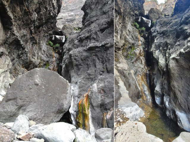 Fin de la montée à la petite cascade et ses quelques coulées ferrugineuses