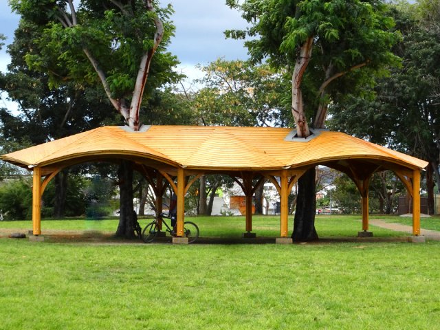 Le kiosque original de l'aire événementielle