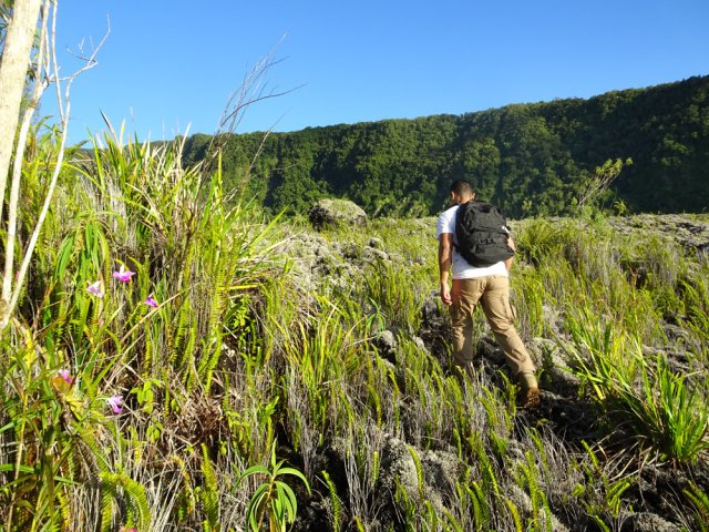 La pente est faible et la montée facile