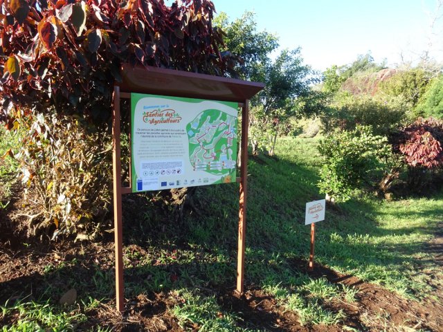 Le point officiel de départ est marqué d'un panneau explicatif