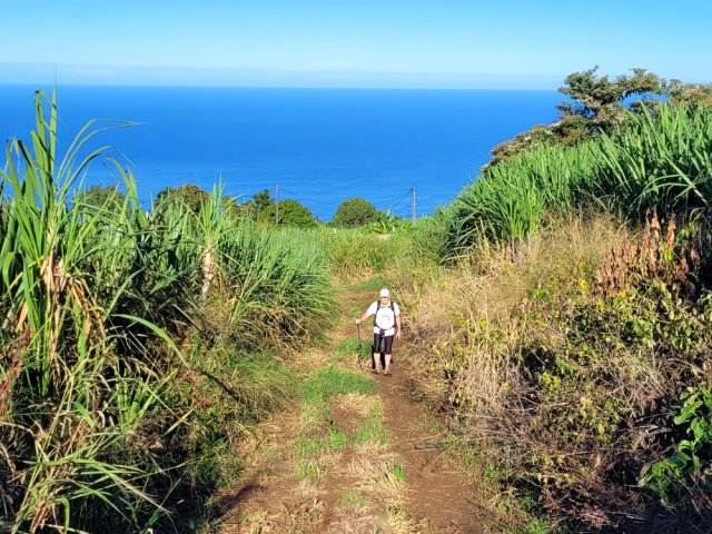 Large piste cannière avec vues sur mer pour débuter la montée