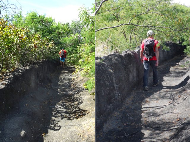 Longue portion de ravine artificielle pour détourner les eaux