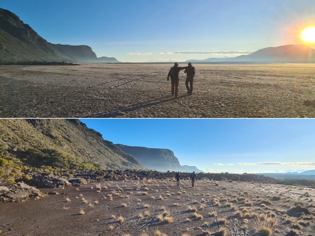 Durant l'hiver austral, la Plaine des Sables est fréquemment givrée