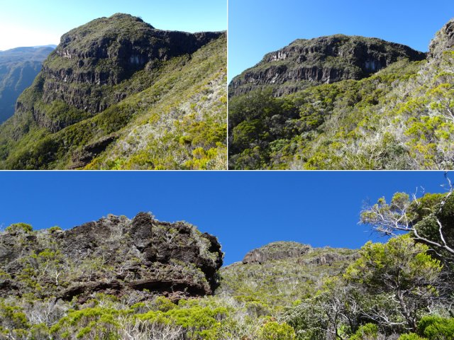 Le Piton des Basaltes diminue au fur et à mesure de la descente