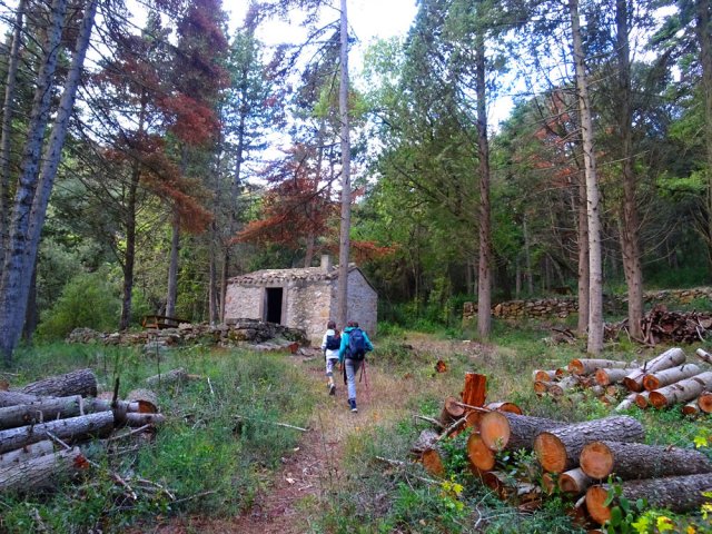 Passage par l'aire de pique-nique entourant la vieille maisonnette