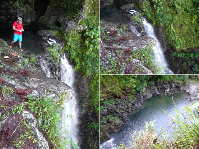 Gare à la glissage fatale si l'on s'approche trop de la cascade