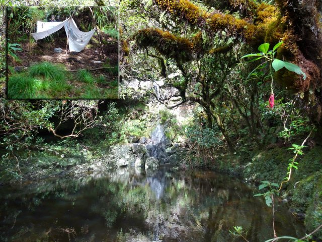 Il est possible de poursuivre la remontée de ravine jusqu'au camp marron et sa cascade