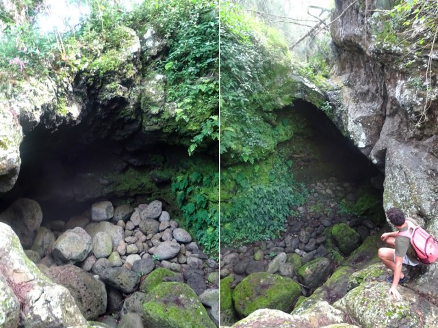 Cette double grotte se contourne en rive droite