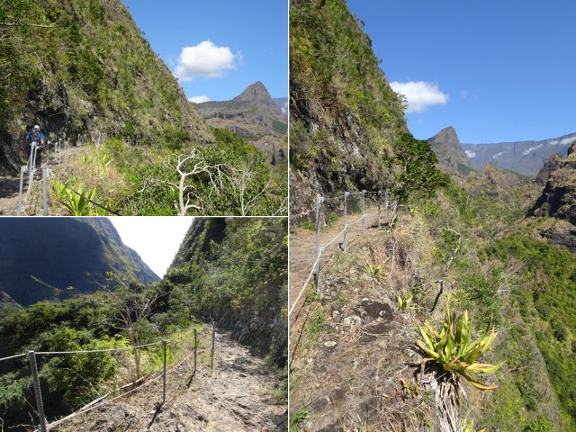Le sentier en corniche du Cap Miné sur les flancs du Piton Cabris
