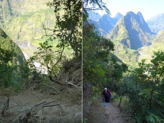 Échelle ou ferrailles facilitent le franchissement de certaines difficultés