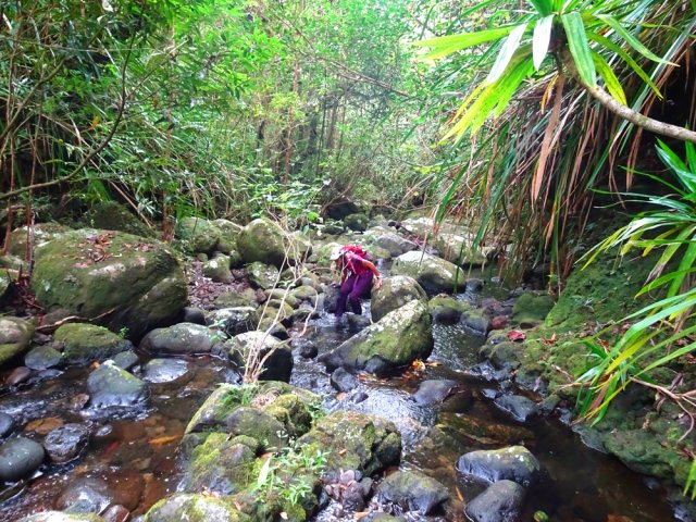 Difficile de parvenir à la cascade sans se mouiller les pieds