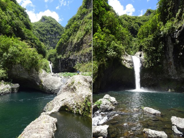 Le passage délicat avant de se rapprocher de la cascade
