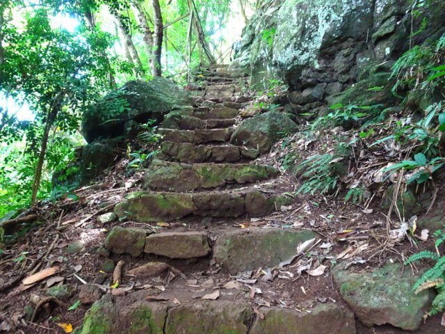 Les dernières marches avant d'atteindre la case créole