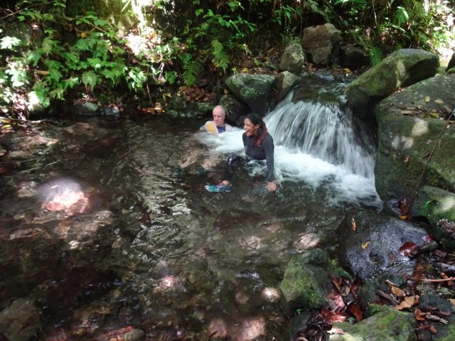 Un bassin pour nettoyer les vêtements devenus boueux