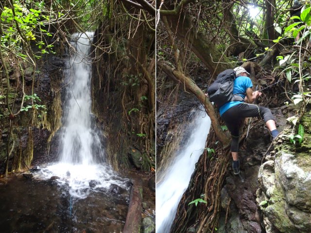 La première cascade que l'on doit escalader pour continuer vers l'amont
