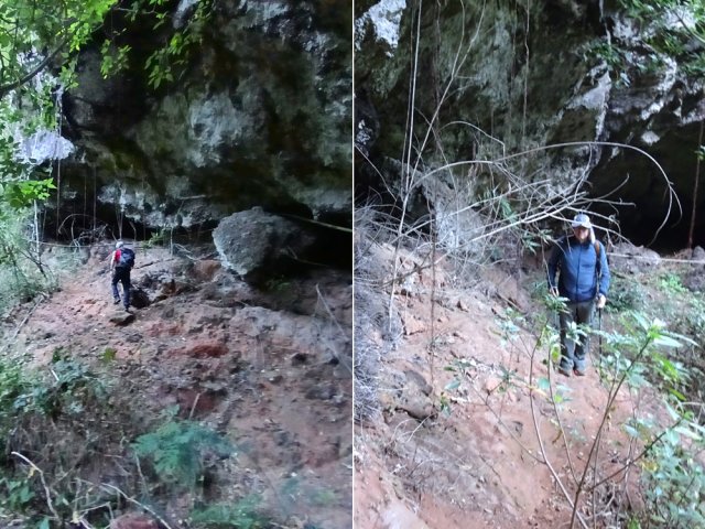 Rejoindre la grotte et entamer la montée à la source en suivant le tuyau