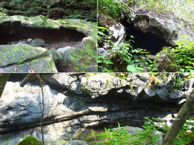 Quelques grottes ou bassins profonds le long des berges