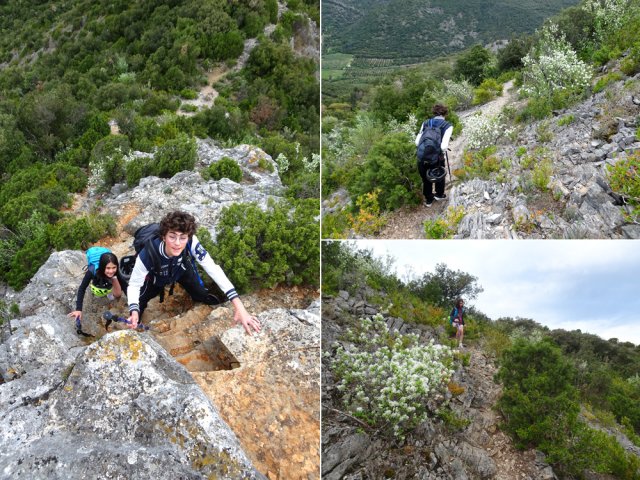 La courte escalade vers le Pic d'Agnel et la descente vers l'éperon rocheux