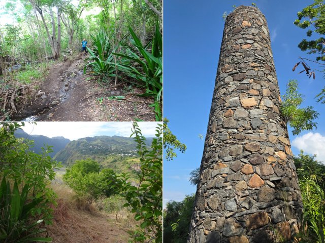 Retour sur le sentier classique vers Dos d’Âne en frôlant le pylône en pierre